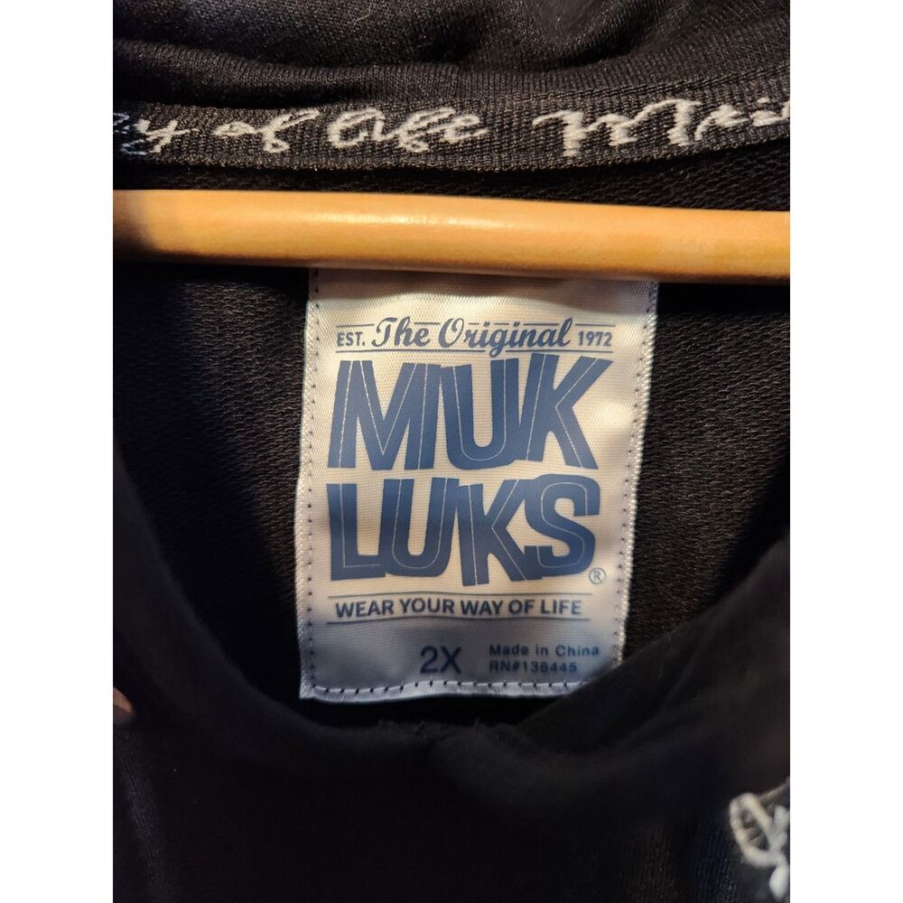 Muk Luks Hooded Pullover Black w/Faux Undershirt Effect Women's Size 2XL NWT! - Picture 5 of 7